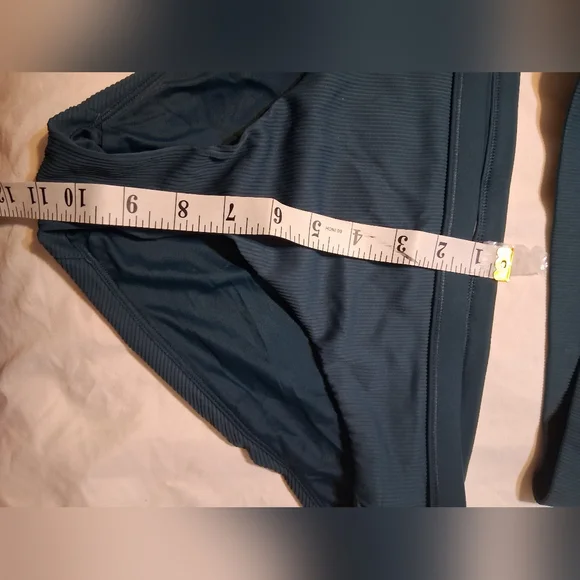 CALIA by Carrie Underwood Ribbed Tie-Front Bikini Set - Teal Green - Size Medium - Picture 5 of 12